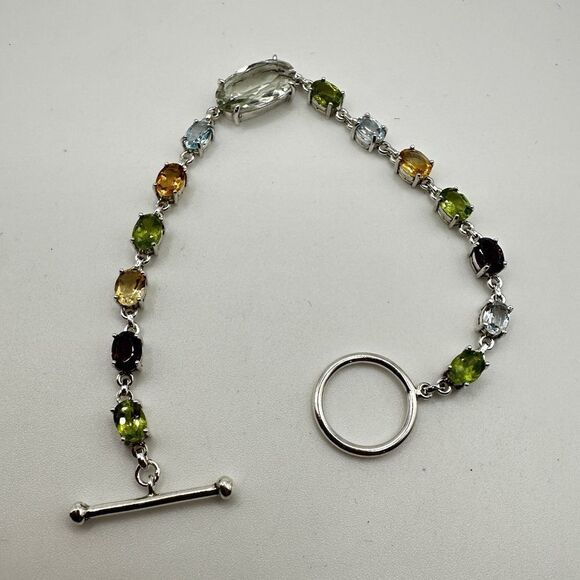 NWOT 7" One-of-a-kind multi-gemstone in sterling silver bracelet in 925! - Picture 12 of 12